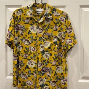 Yellow floral button down. Summer shirt